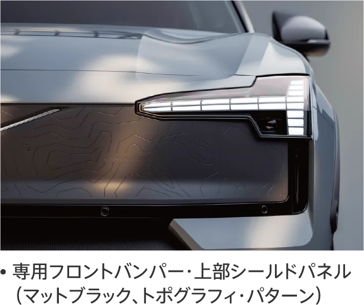 専用フロントバンパー・上部シールドパネル（マットブラック、トポグラフィ・パターン）